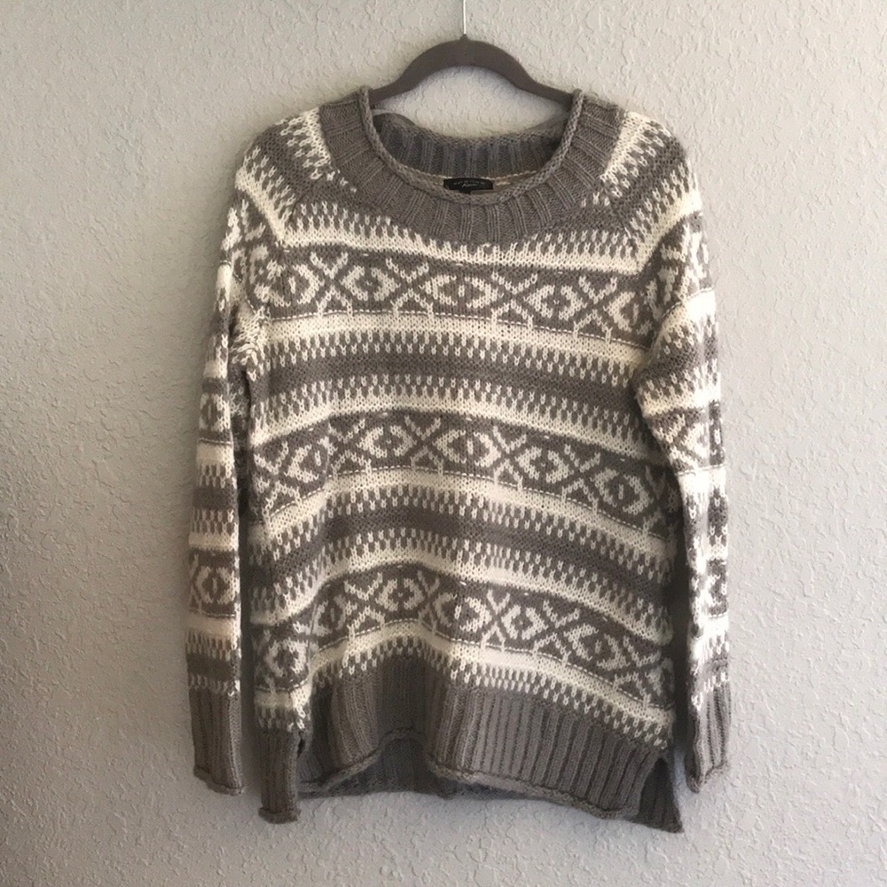 Grey and White Knit Sweater